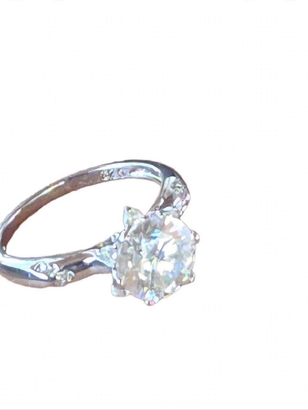 Sparkling White Floral-Cut 2 Carat Cubic Zirconia 925 Silver Ring Size 8